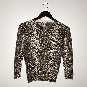 J Crew Factory Animal Print Cardigan